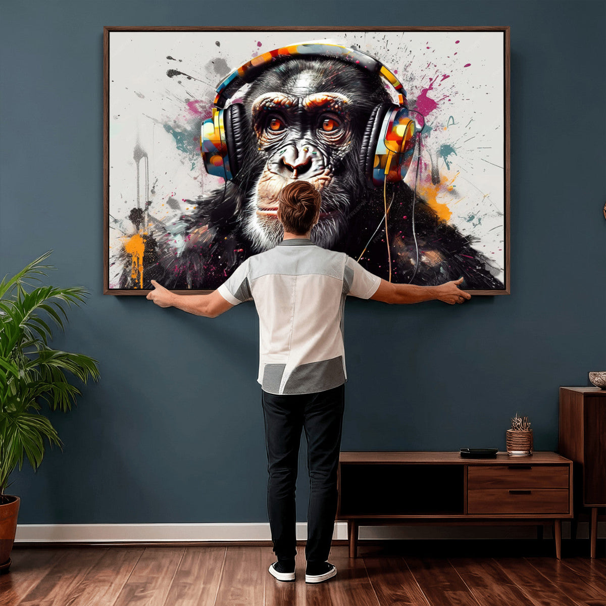 Dj Monkey Wall Art Canvas Print – Colorful Pop Art Banksy