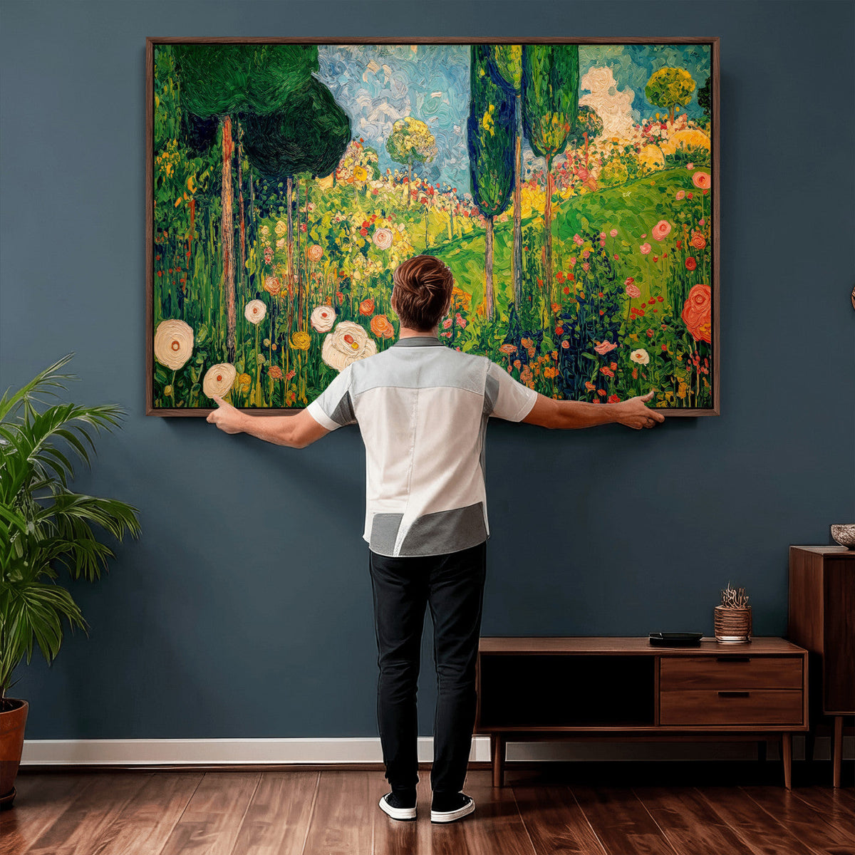 Gustav Klimt Boho Mountain Landscape Large Wall Art,