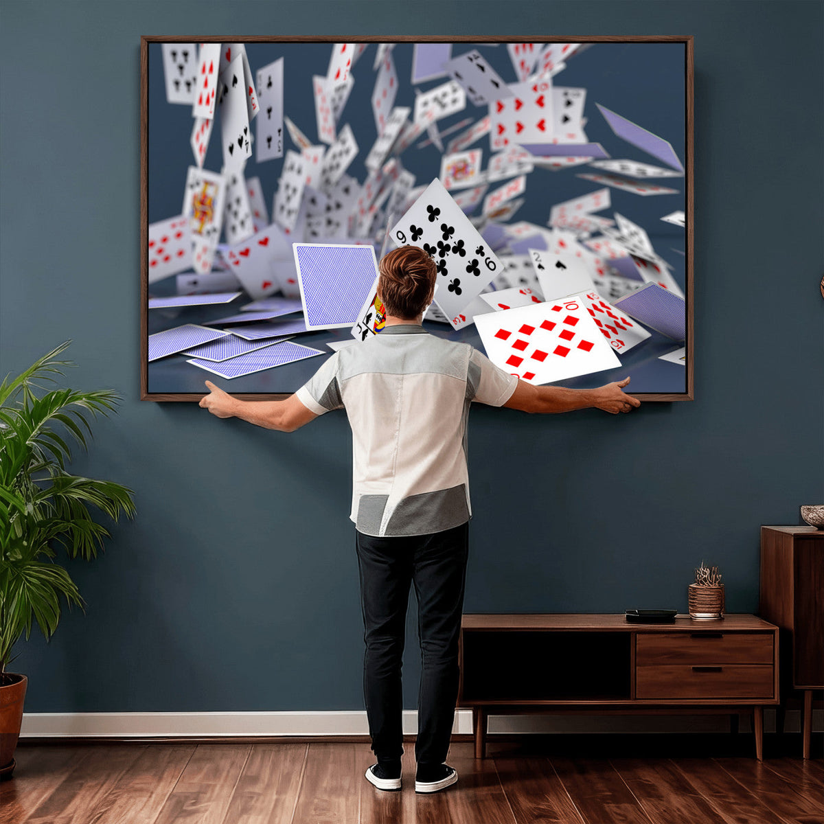 Playing Cards Canvas Wall Art | Casino Game Room Decor,