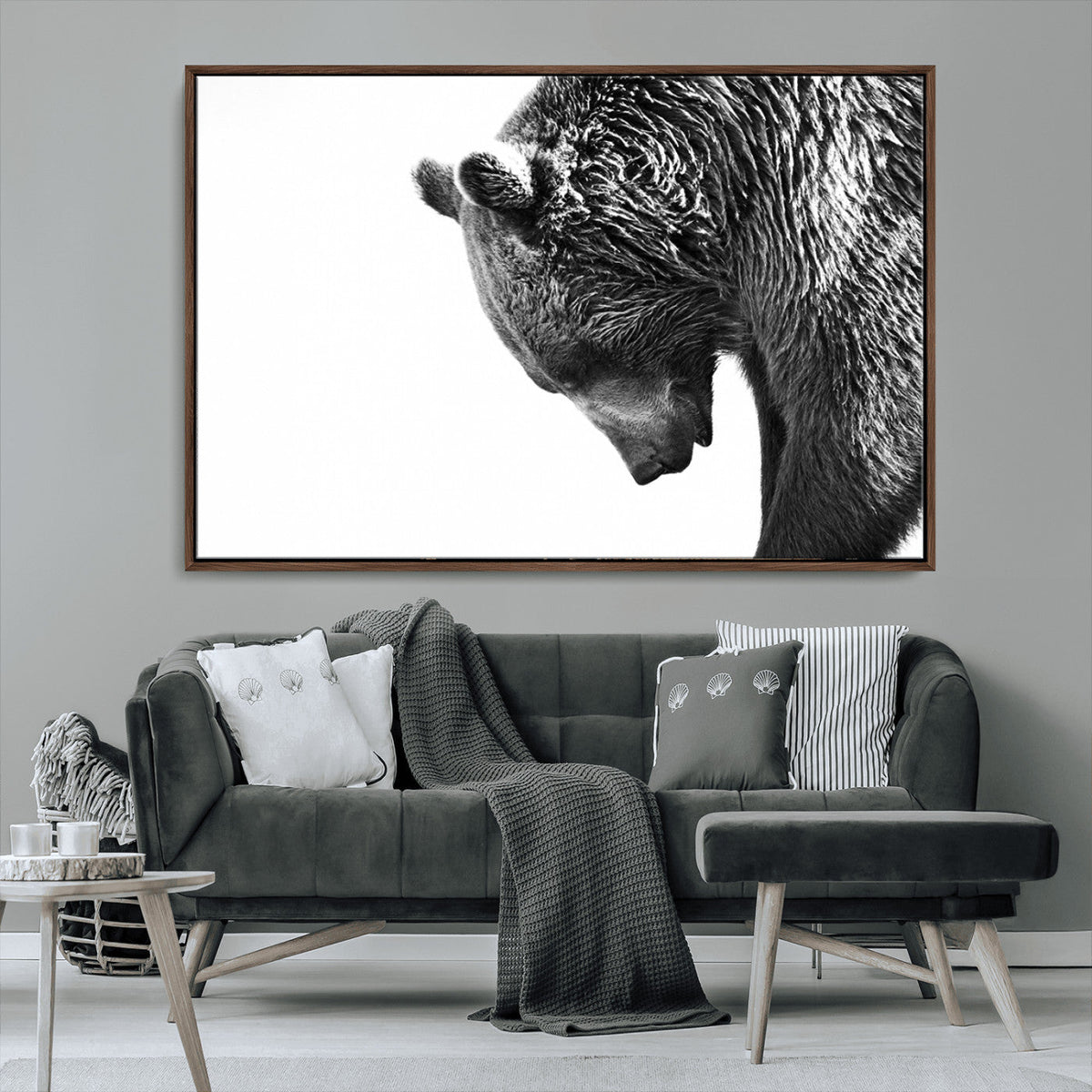 Black and White Grizzly 399 Bear Canvas Print Wall Art |