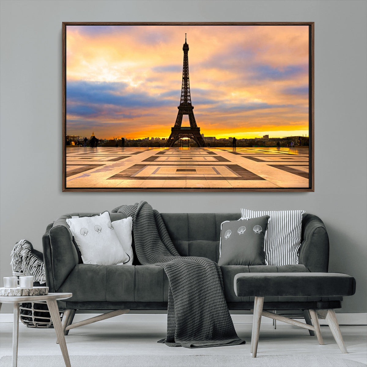Paris Eiffel Tower Sunset Canvas Wall Art Print - Iconic