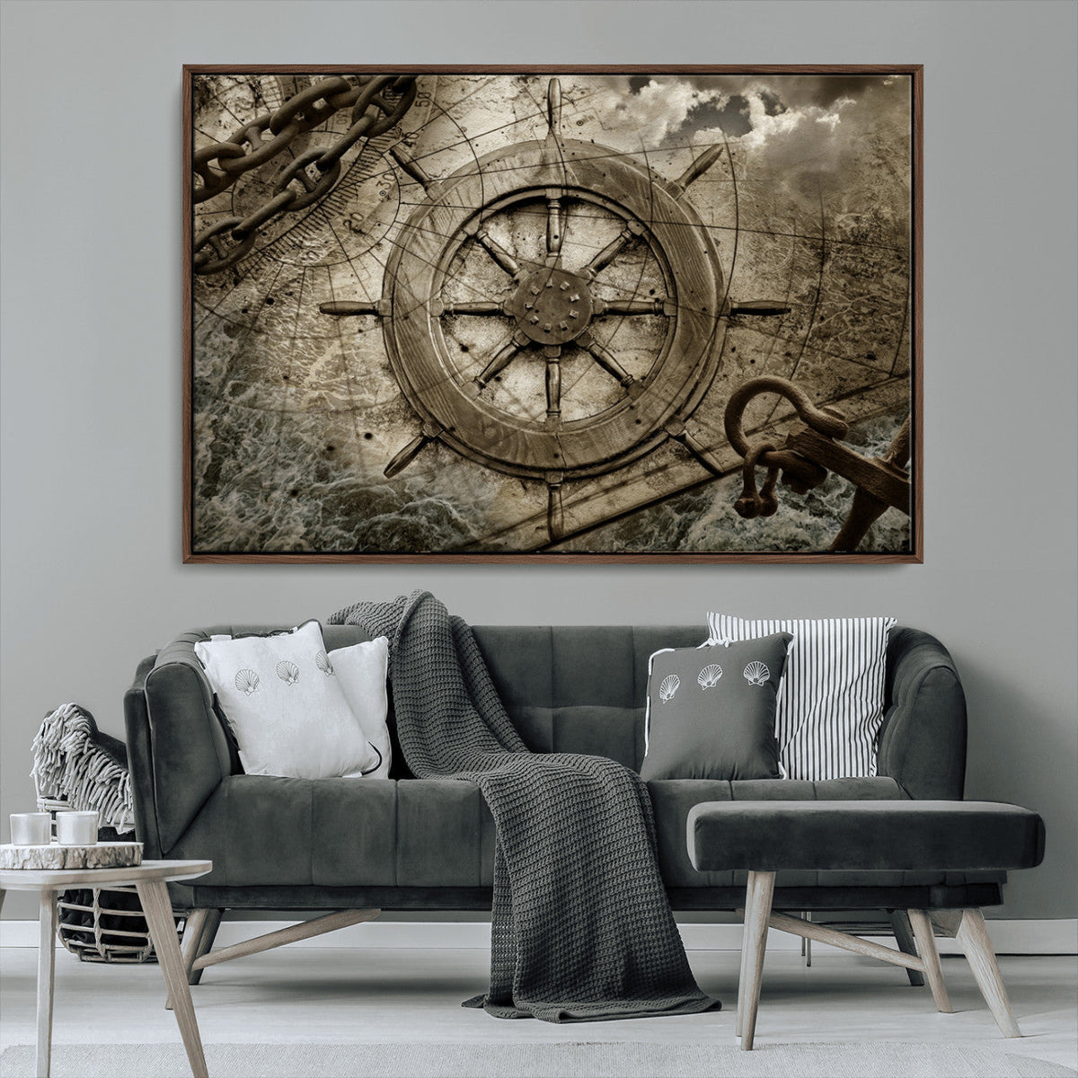 Wooden Ship Wheel Canvas Print, Multi Panel Canvas Wall Art