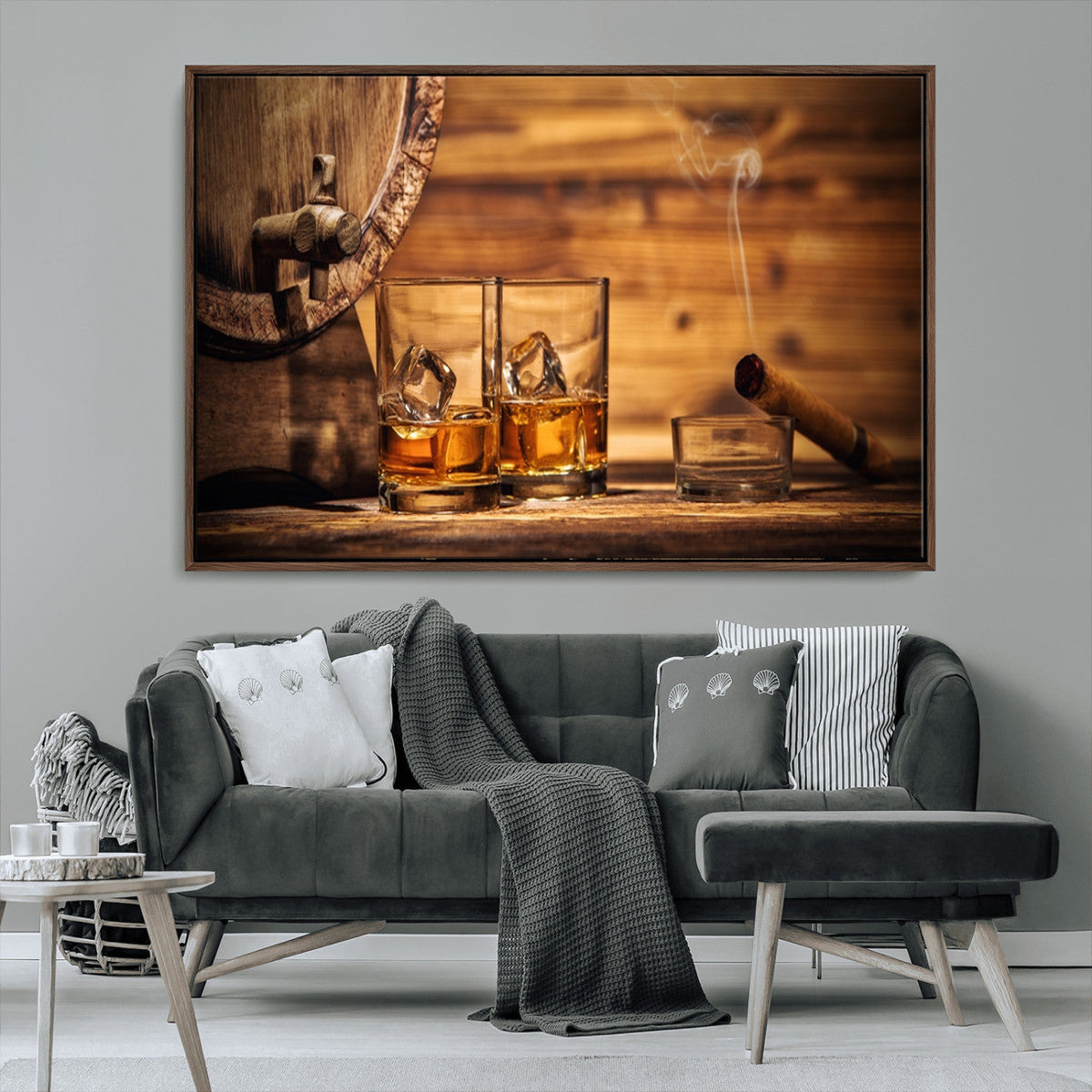 Rustic Whiskey and Barrel Canvas Print