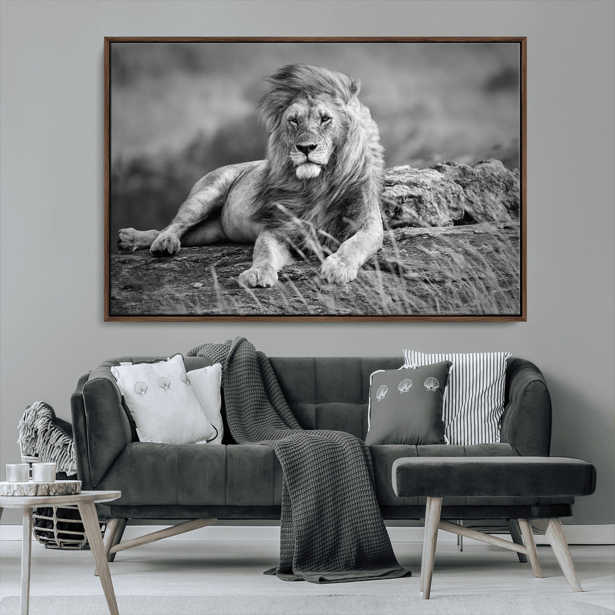 King Forest Lion Wall Art Canvas Print – Framed Majestic