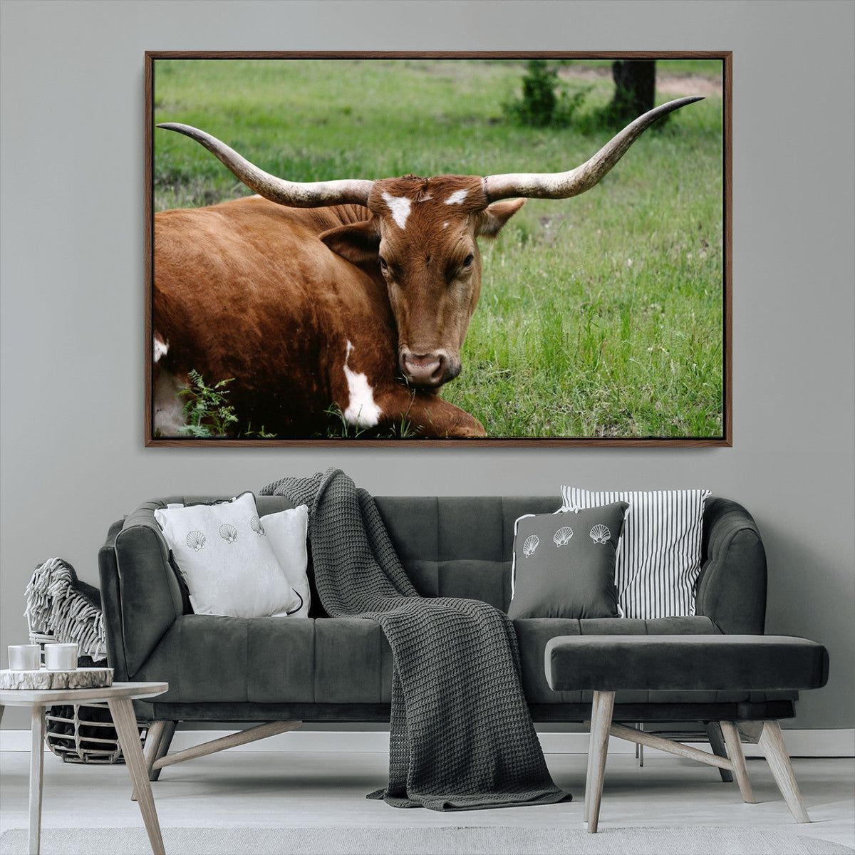 Longhorn Cow Animal Wall Art Canvas Print