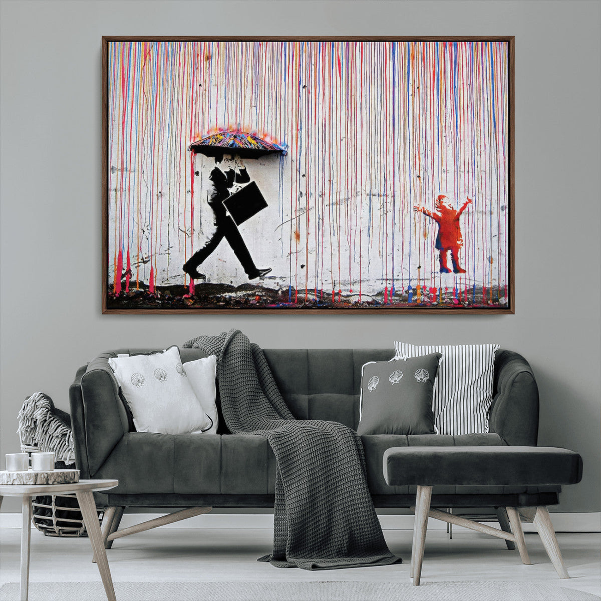 Banksy Wall Art Canvas Print, Framed Graffiti Art Picture