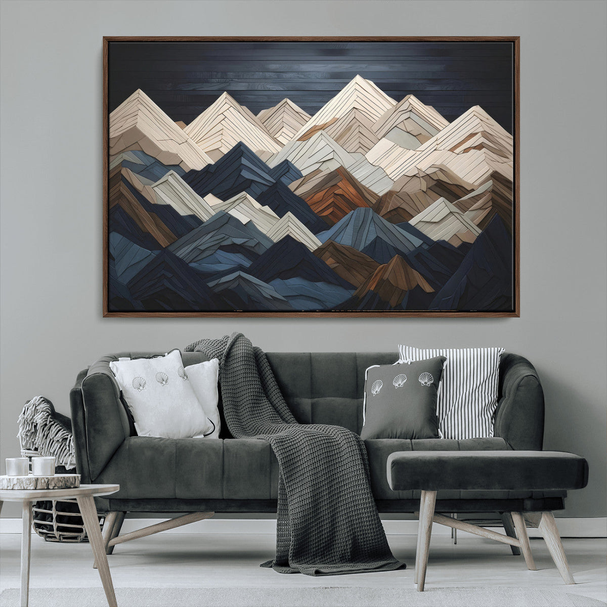 Mountain Wall Art – Modern Geometric Landscape Canvas Print,