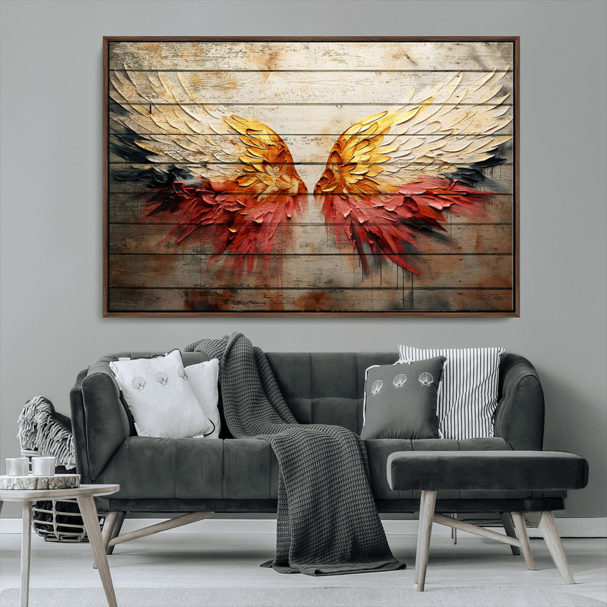 Abstract Angel Wings Canvas Wall Art – Framed and Ready to
