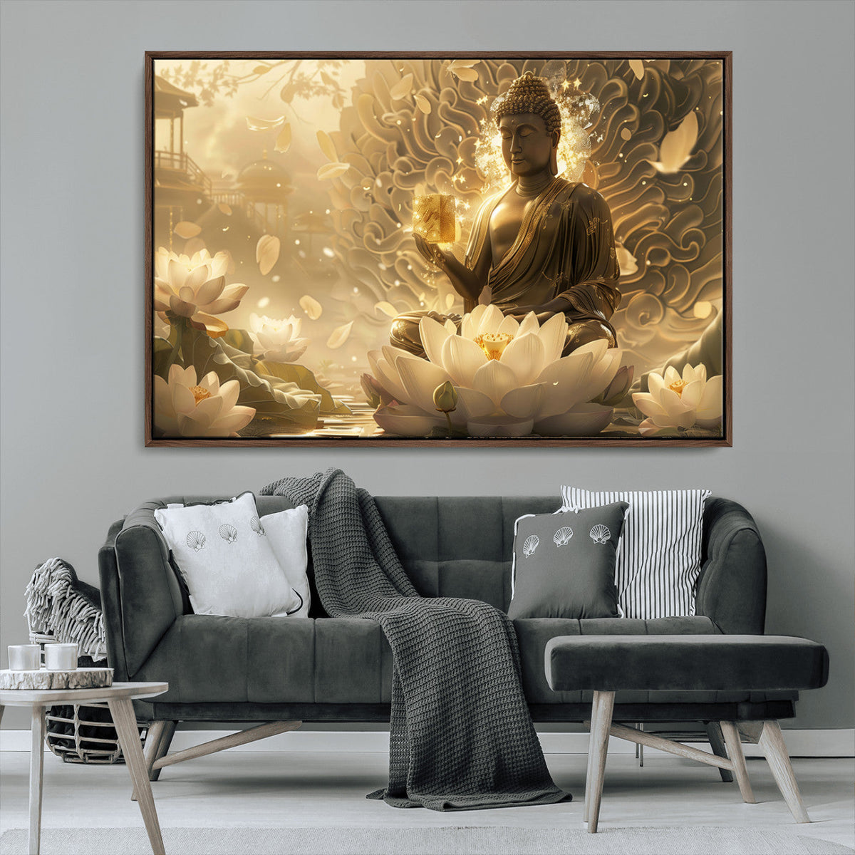 Golden Buddha Wall Art | Yoga Room Decor and Meditation Room
