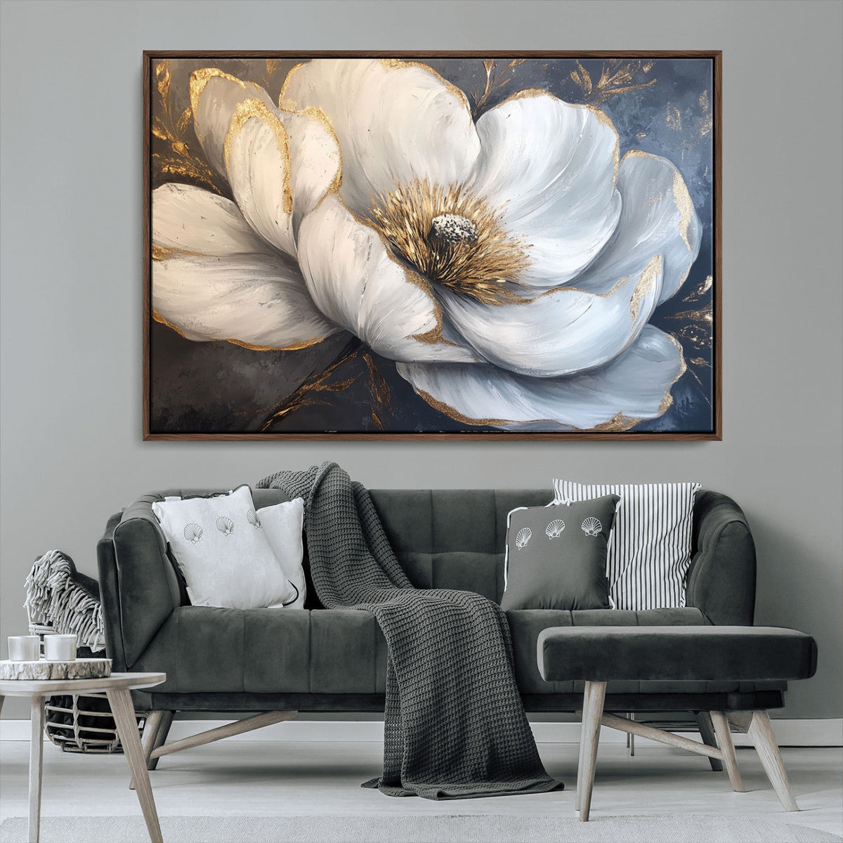 White Magnolia Flower Wall Art Canvas Print | Abstract