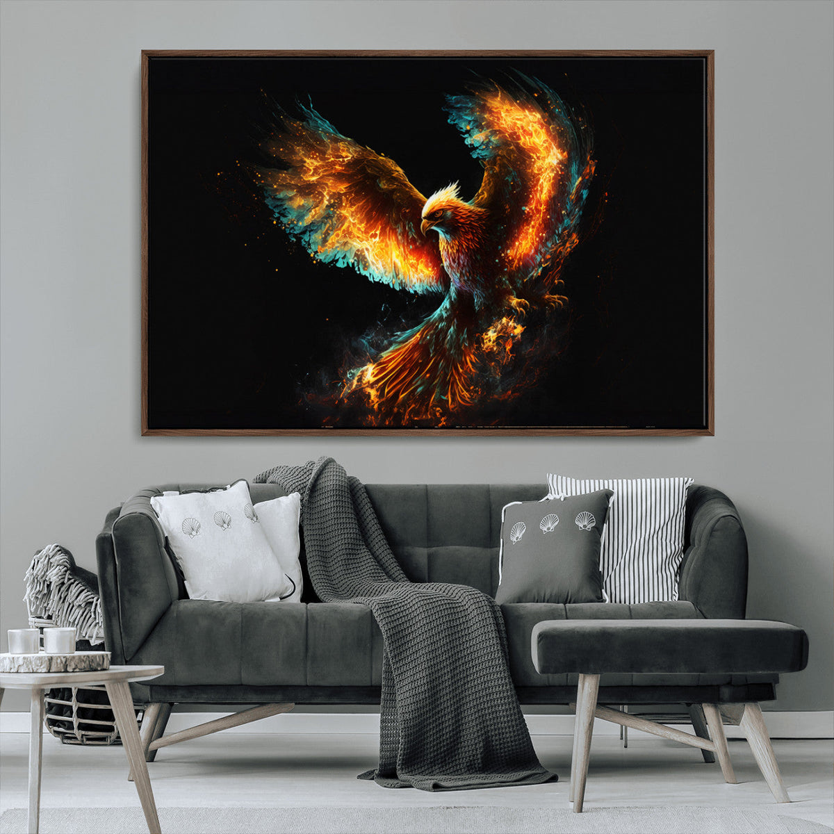 Fiery Phoenix Canvas Print | Ready to Hang Wall Art | Bold