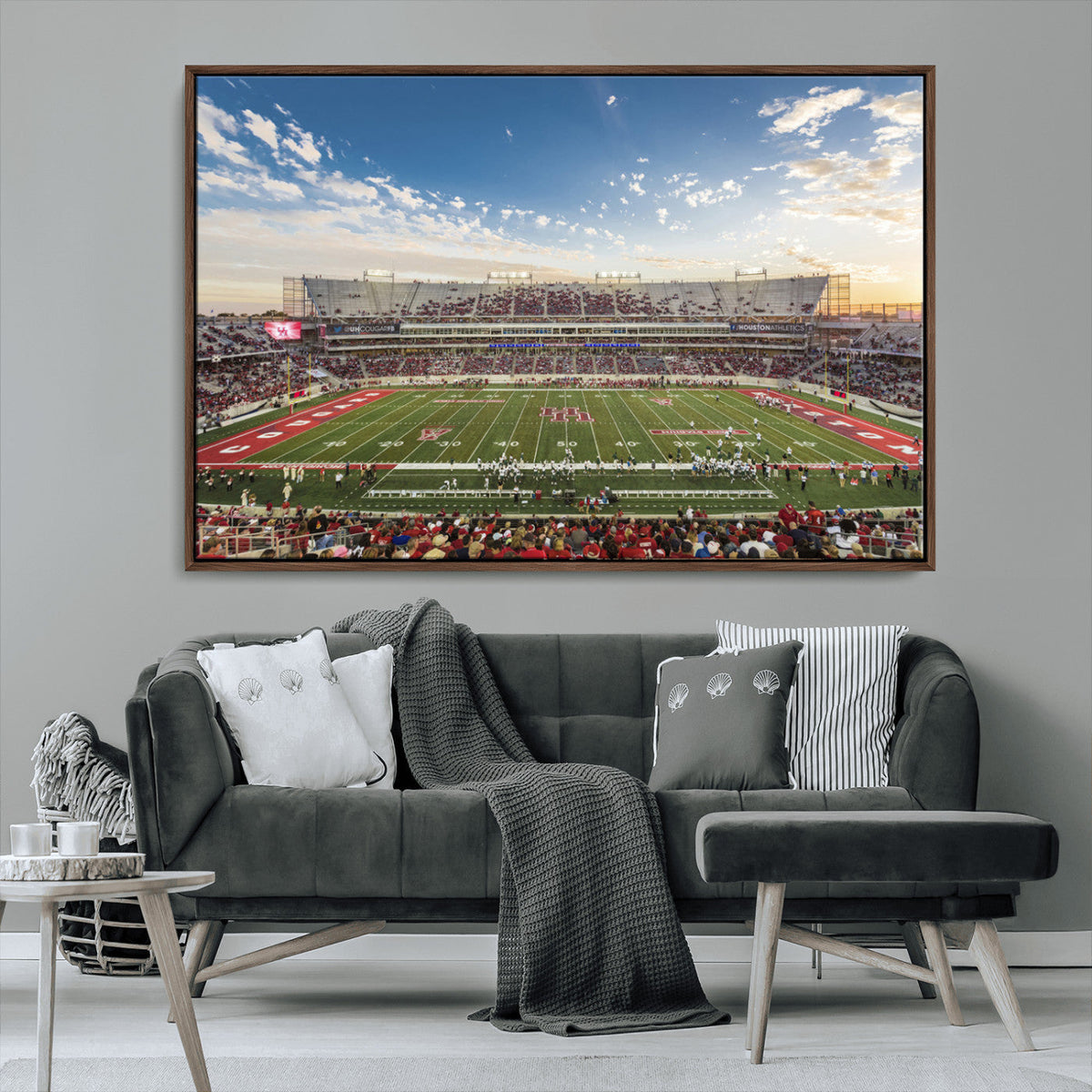 Framed Houston Cougars Football Team Print - Houston TDECU