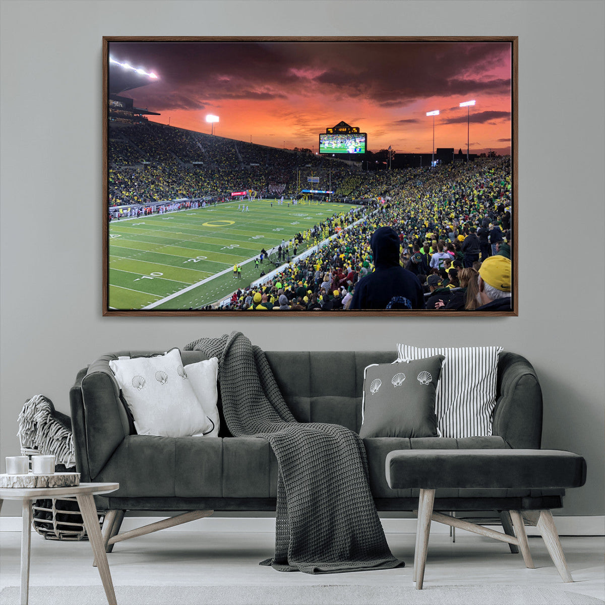Eugene Autzen Stadium Canvas Wall Art Print – Sunset Over