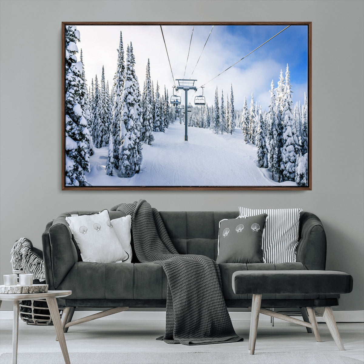 Winter Ski Lift Wall Art Print - Landscape Wall Art | Snowy