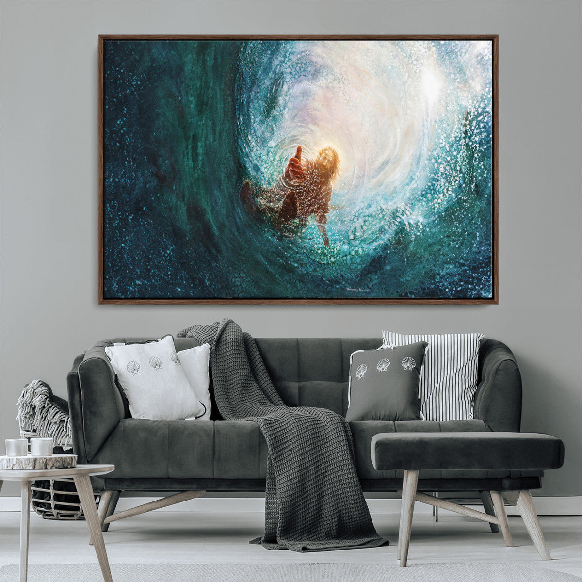 Powerful Jesus Canvas Print - Hand of Salvation,