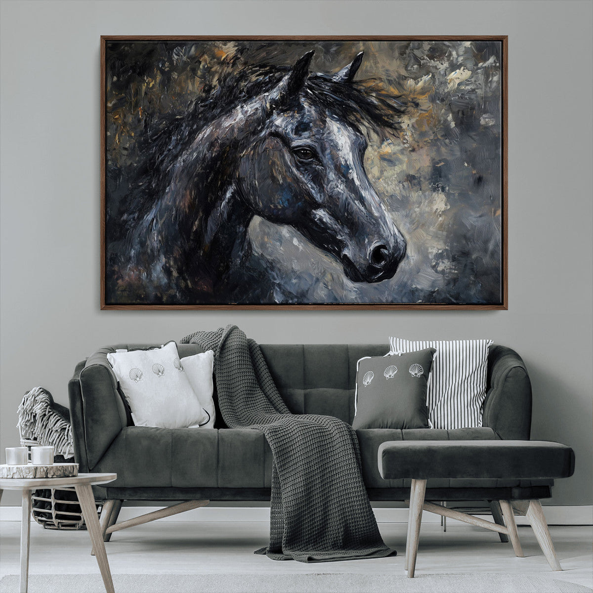 Large Abstract Horse Wall Art Canvas Print | Farmhouse Wall