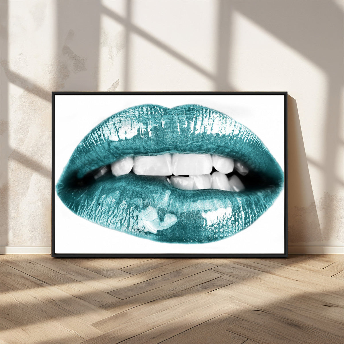 Blue Lips Wall Art Canvas Print