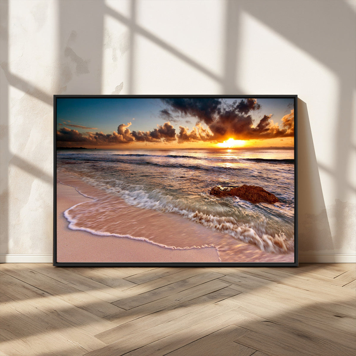 Sunset on Ocean Wall Art Canvas Print