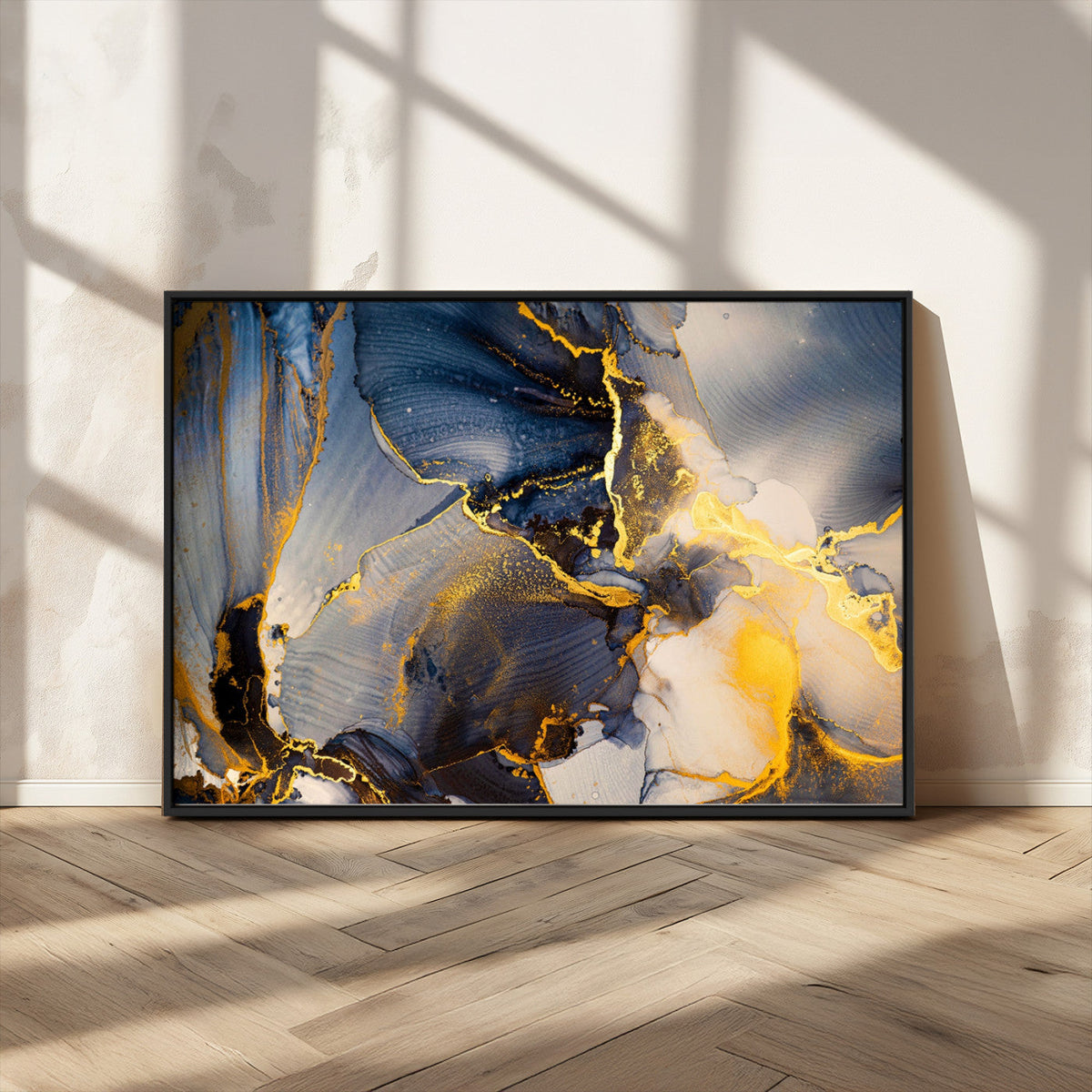 Large Abstract Wall Art Print - Gold and Blue Abstract