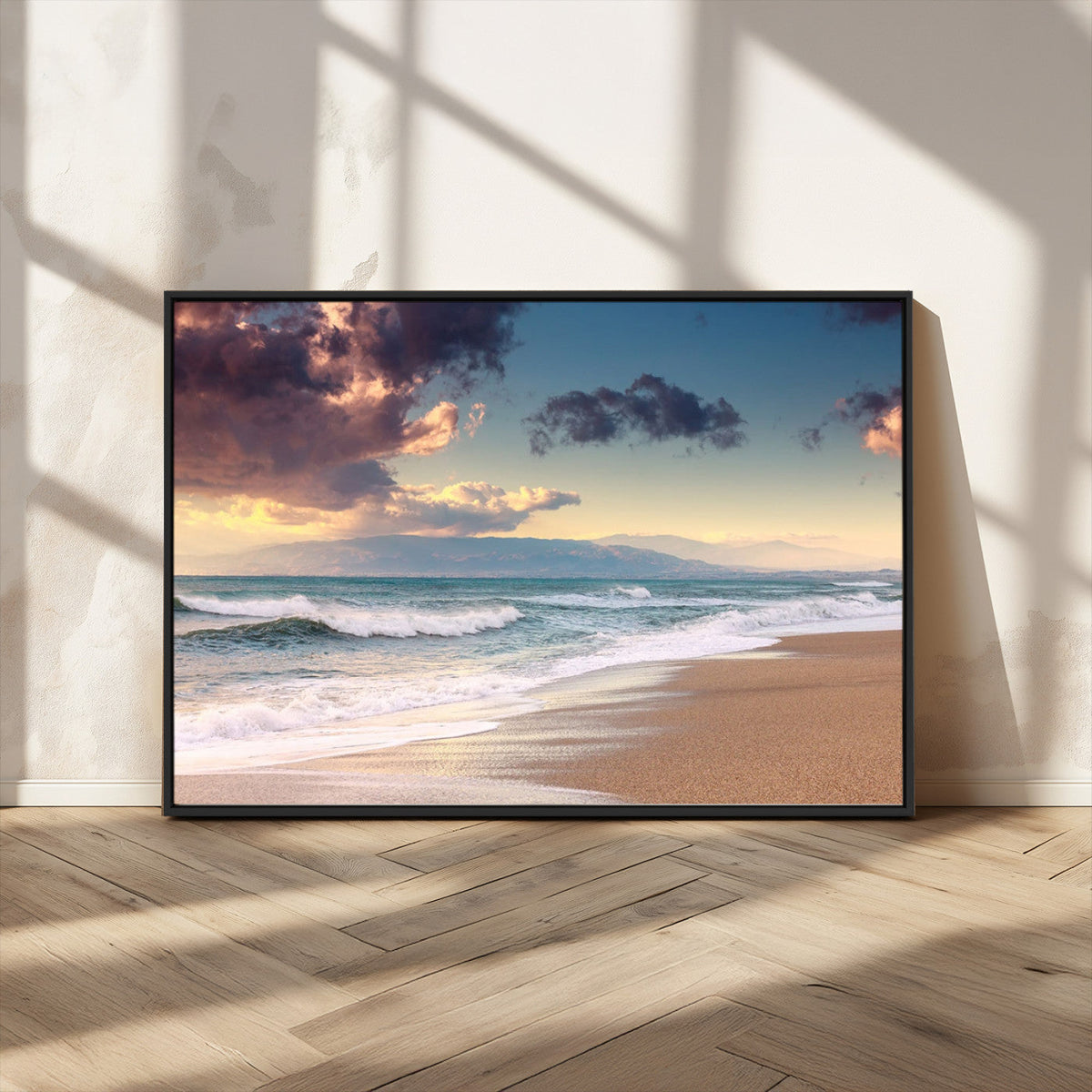 Cloudy Weather Beach Sunset Canvas Print | Sunrise Wall Art
