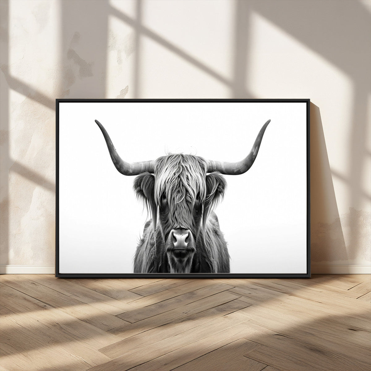 Highland Wall Art Canvas Print – Minimalist Black and White