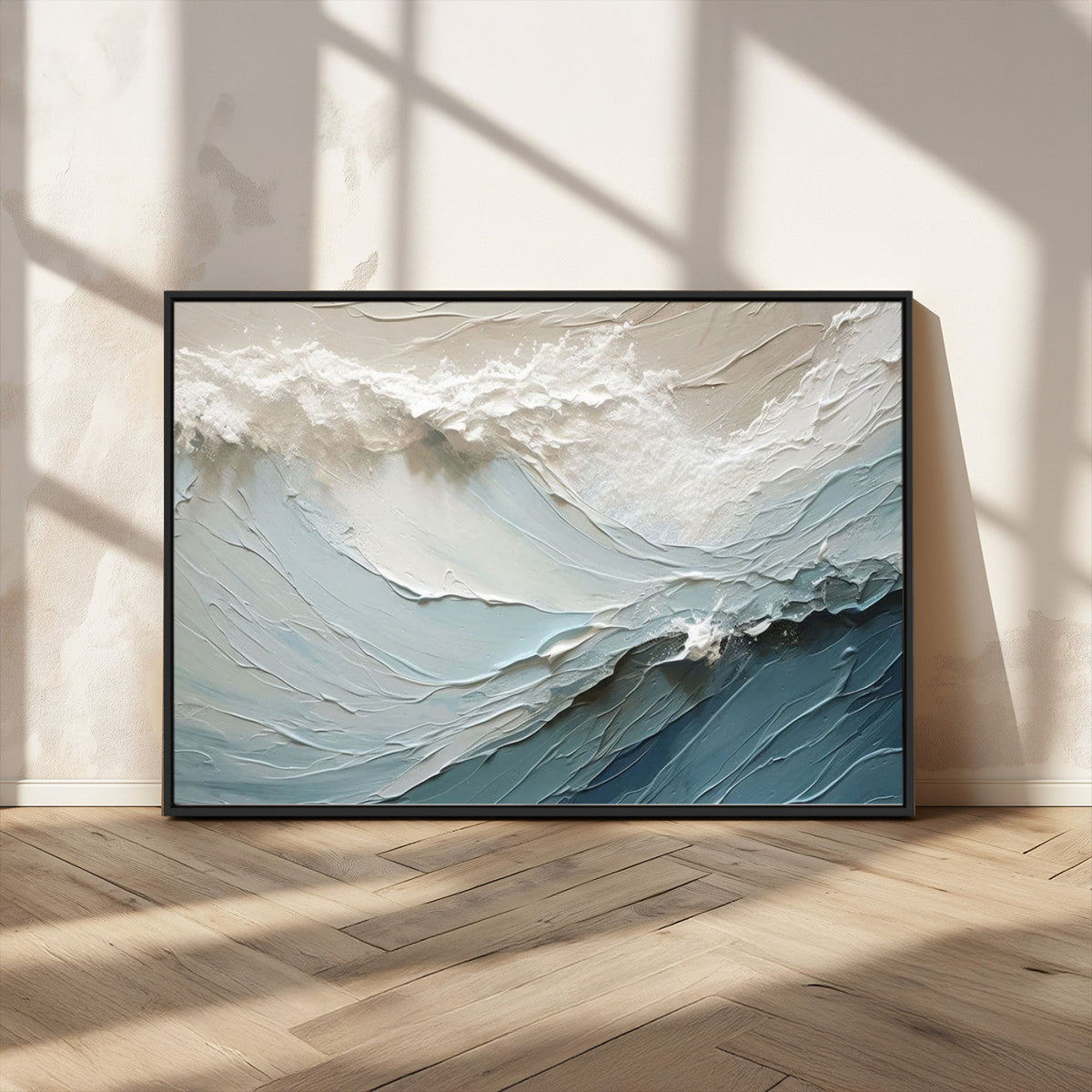 Waves Abstract Wall Art Print, Modern Framed Abstract Canvas
