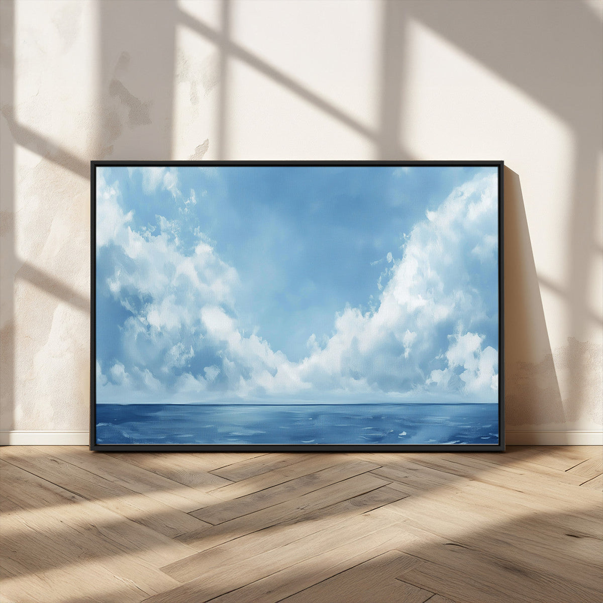 Abstract Ocean Print Artwork- Serene Blue Ocean Canvas Wall