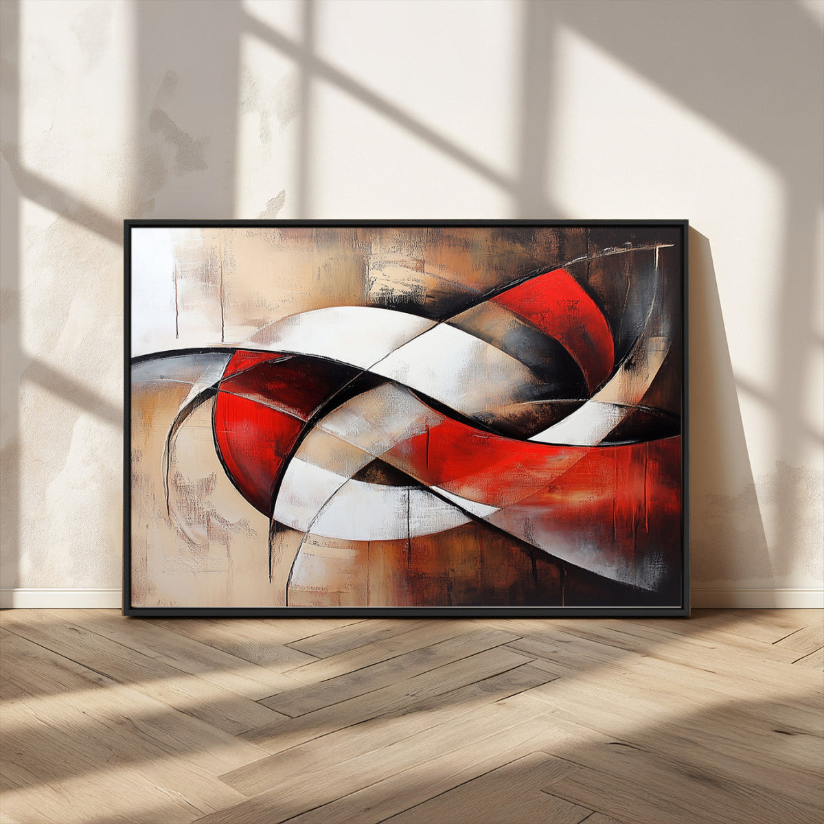 Abstract Wall Art - Modern Red and White Canvas Wall Art