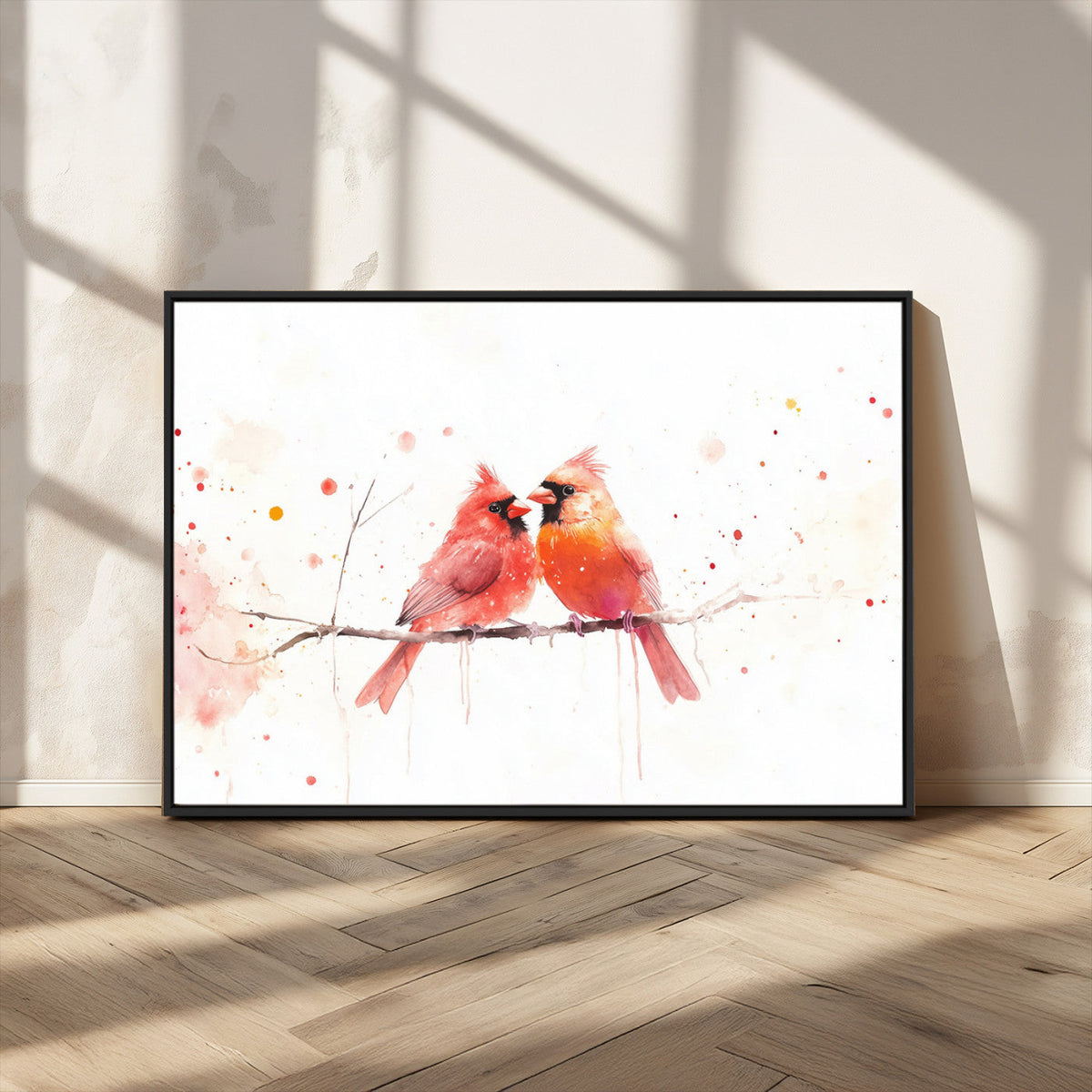 Cardinal Bird Canvas Wall Art - Male and Female Cardinal