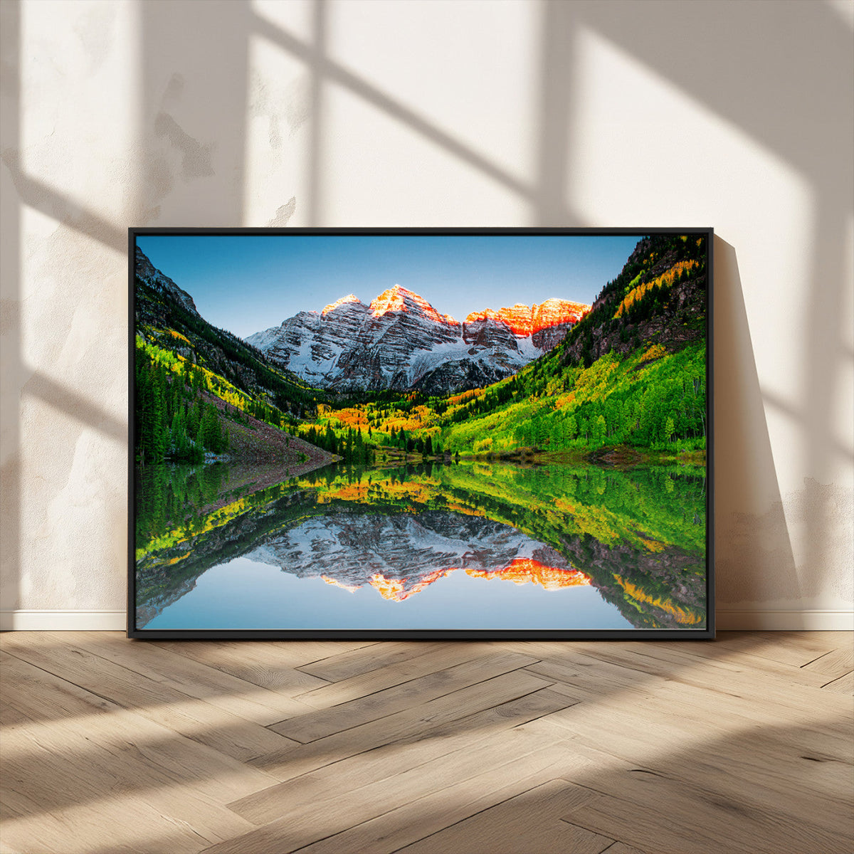 Maroon Bells Lake Wall Art Canvas Print – Framed Majestic
