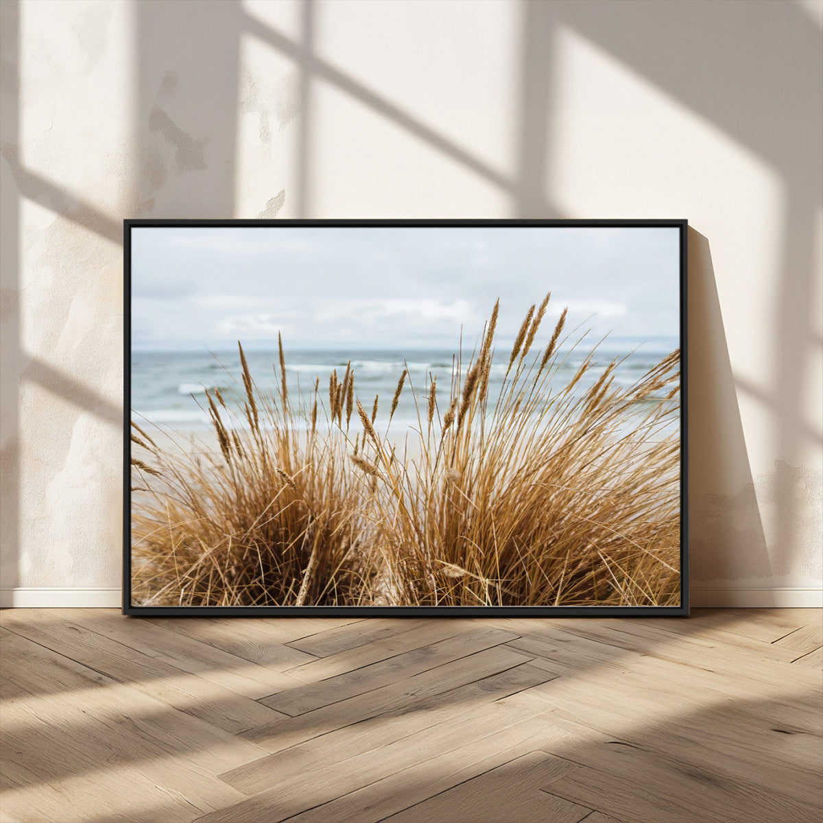 Beach Grass Wall Art Canvas Print – Framed Coastal Dunes Art