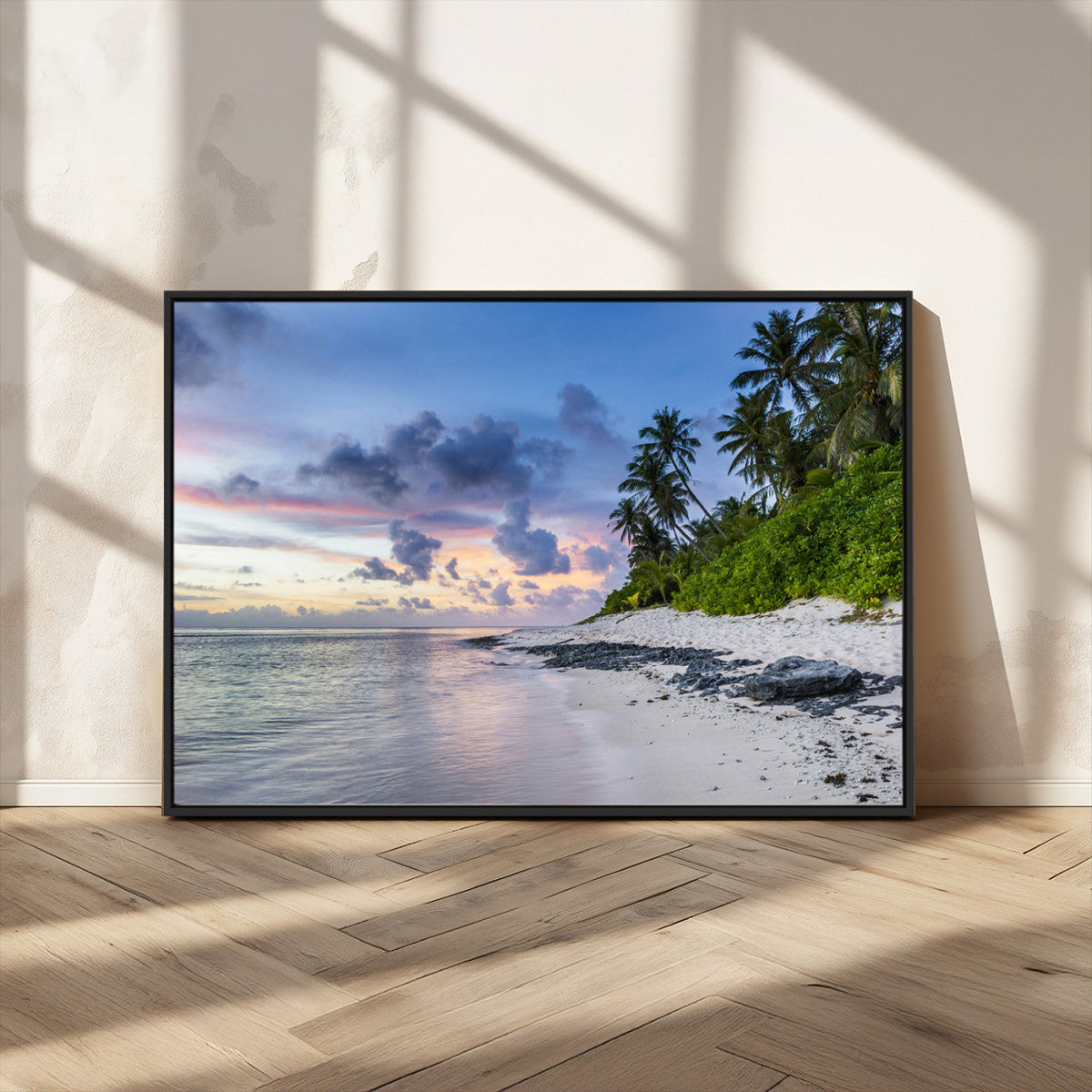 Tropical Beach Wall Art Canvas Print – Framed Sunset Glow