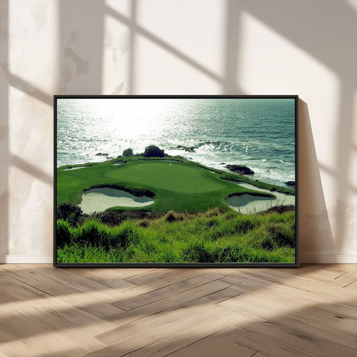 Coastal Golf Course Wall Art Canvas Print – Scenic Green