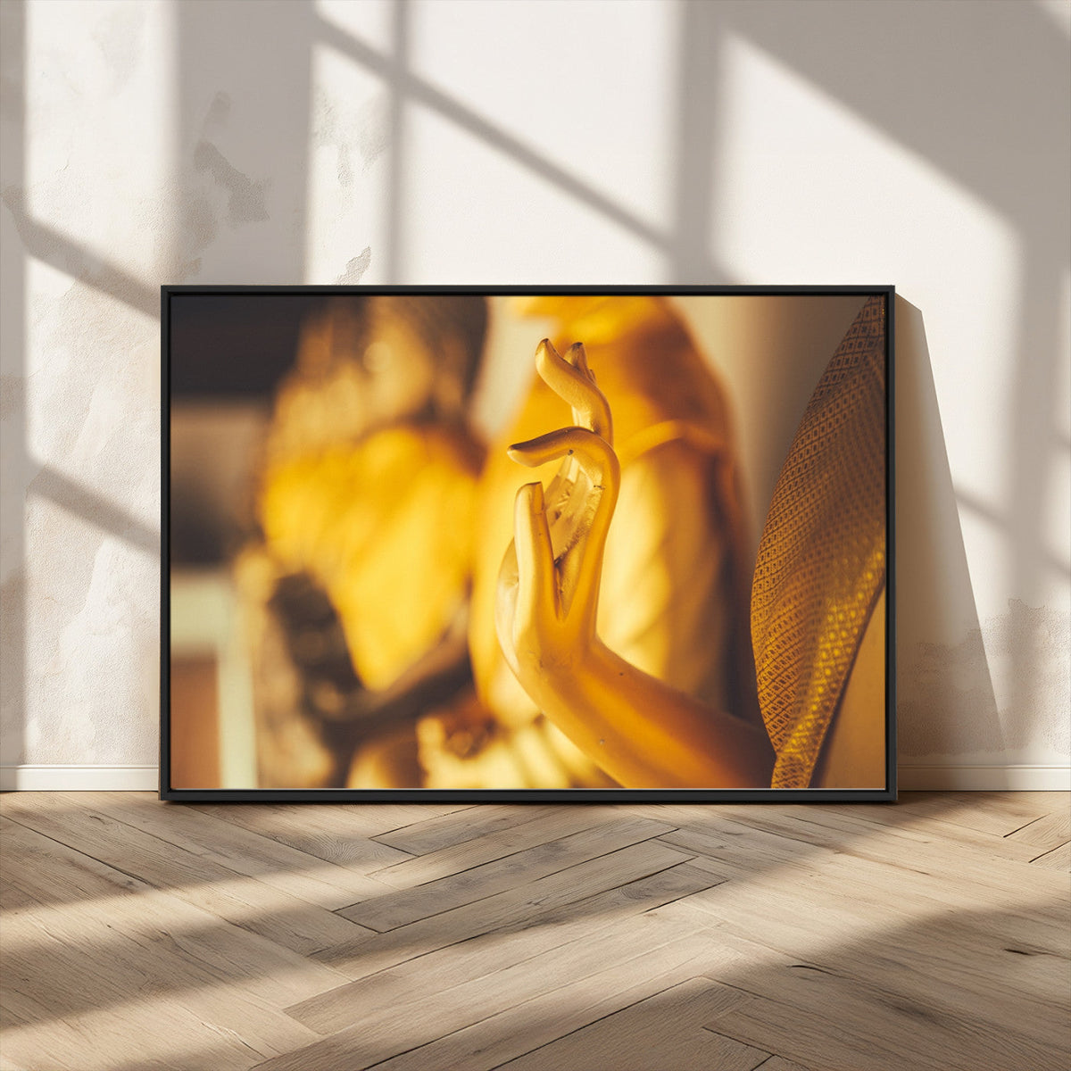 Gold Buddha Statue Hands Wall Art Canvas Print