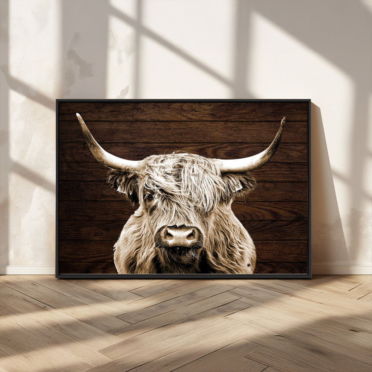 Highland Cow Wall Art Canvas Print, Rustic Farmhouse Decor,