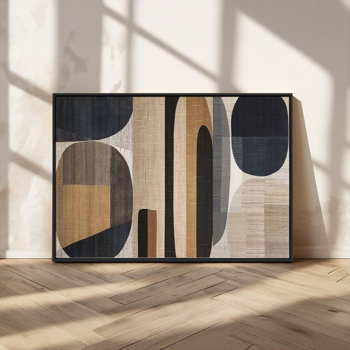 Abstract Minimalist Canvas Wall Art - Neutral Geometric