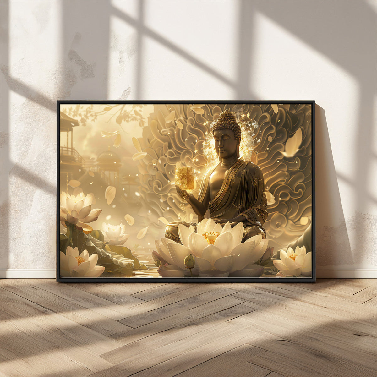 Golden Buddha Wall Art | Yoga Room Decor and Meditation Room