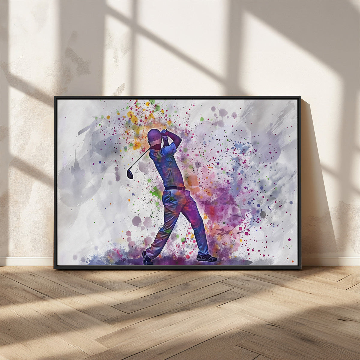 Watercolor Golf Swing Wall Art Canvas Print | Vibrant