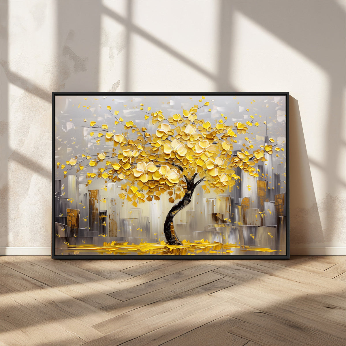 Golden Tree Canvas Print | Abstract Wall Art for Modern