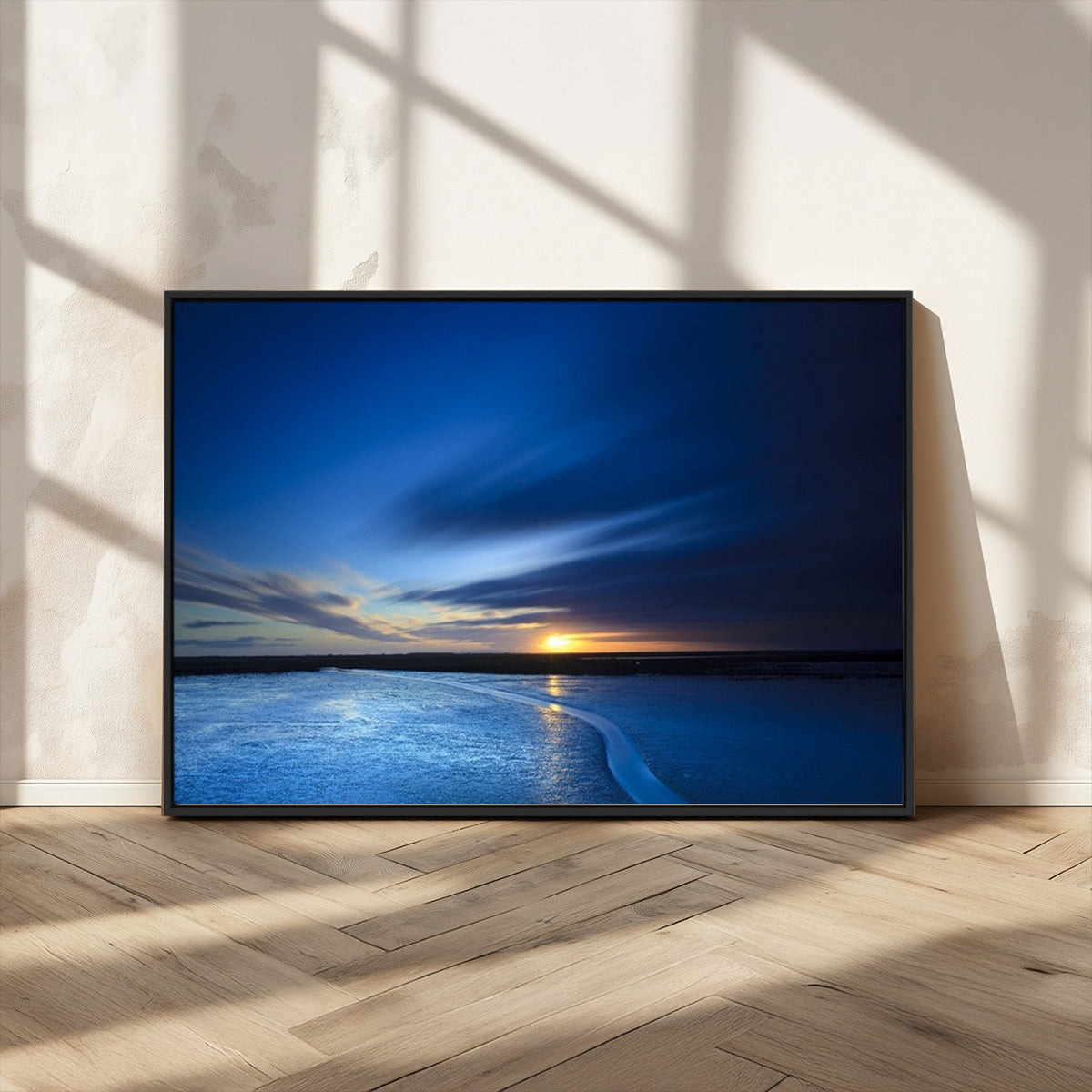 Blue Sunset Ocean Canvas Wall Art Print – Serene Coastal