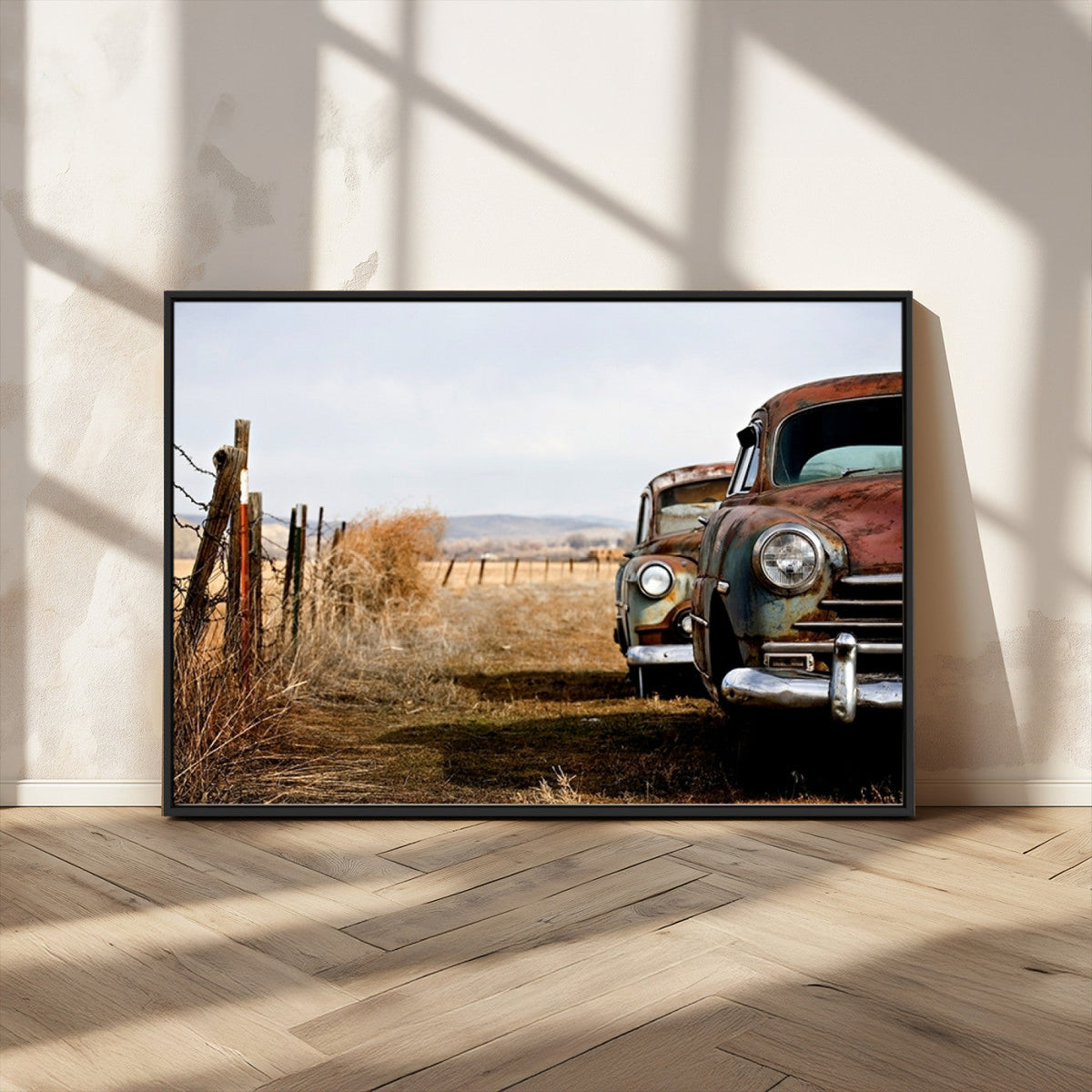 Old Rustic Classic Car Wall Art Canvas Print
