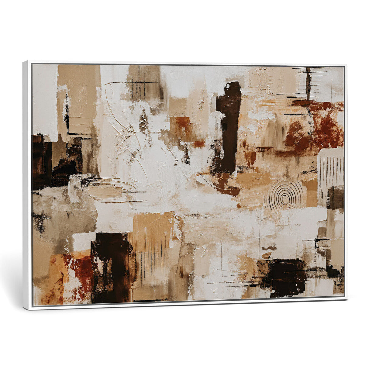 Blue Teal Abstract Canvas Wall Art, Modern Textured Painting Print, Navy Orange White Contemporary Art, Neutral Living Room Decor, Office Art