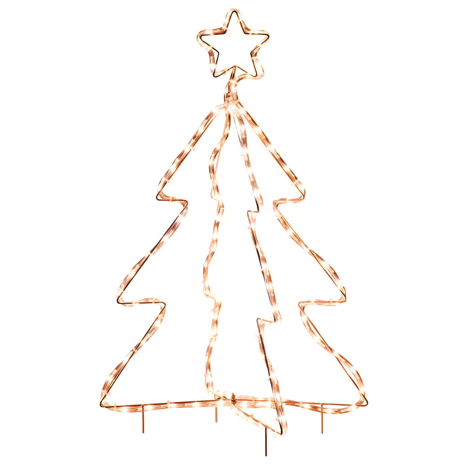 30" Outdoor LED Christmas Tree Rope Lights,  with Ground Stakes, Warm White