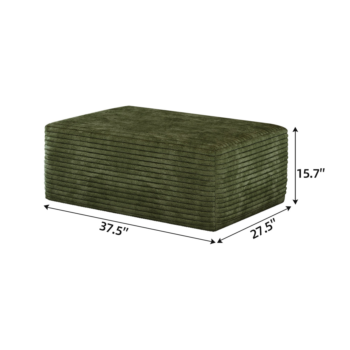 Green Plush Corduroy Sofa Ottoman