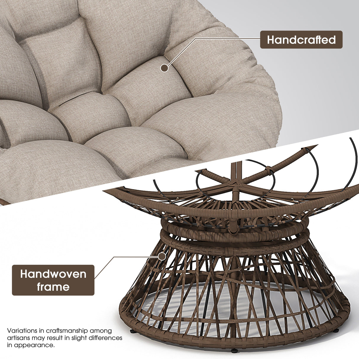 Ergonomic Wicker Chair with Cloud Density Cushion and Swivel