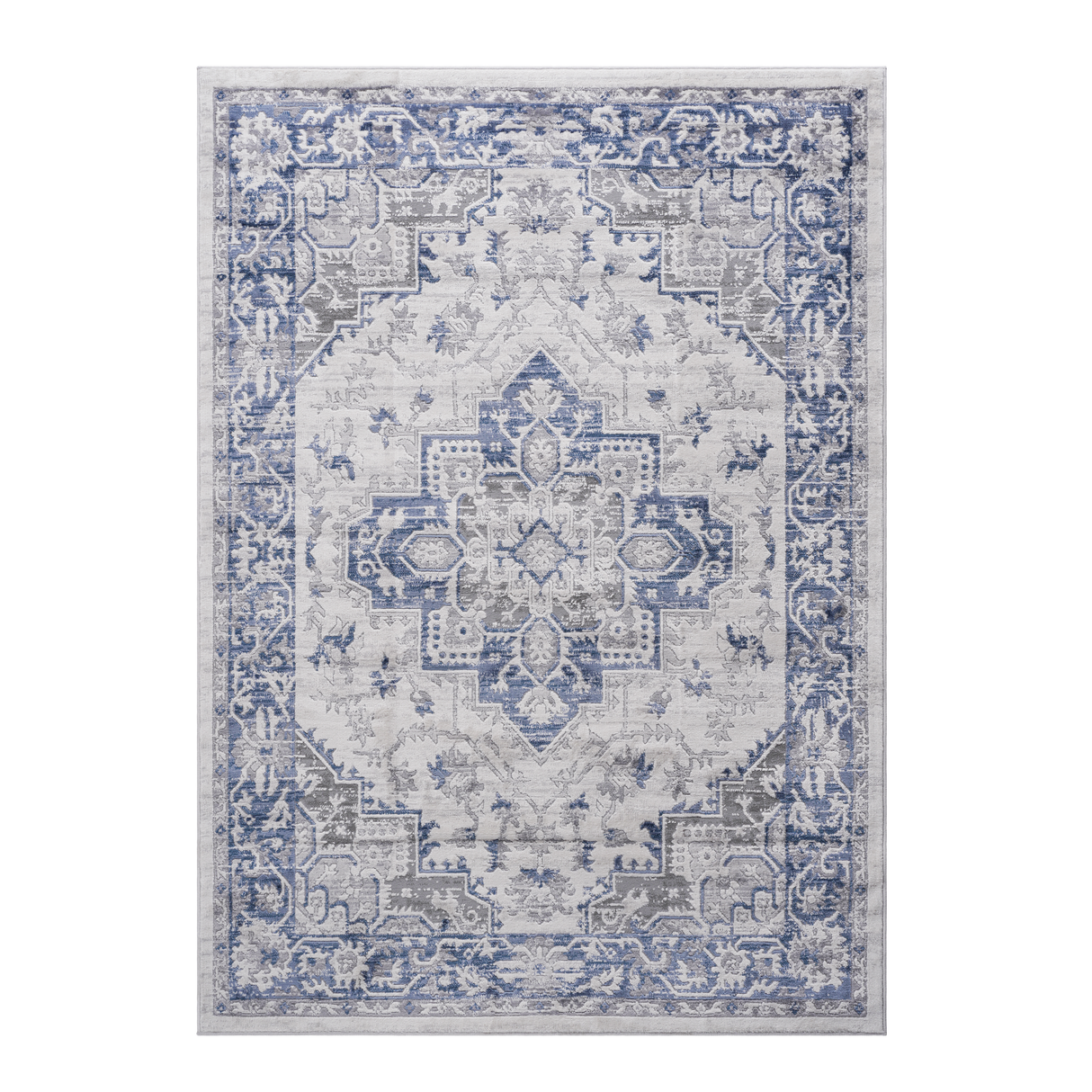NAAR MARFI Collection 2X3 Blue/Grey/Oriental Non-Shedding and Stain Resistant Area Rug