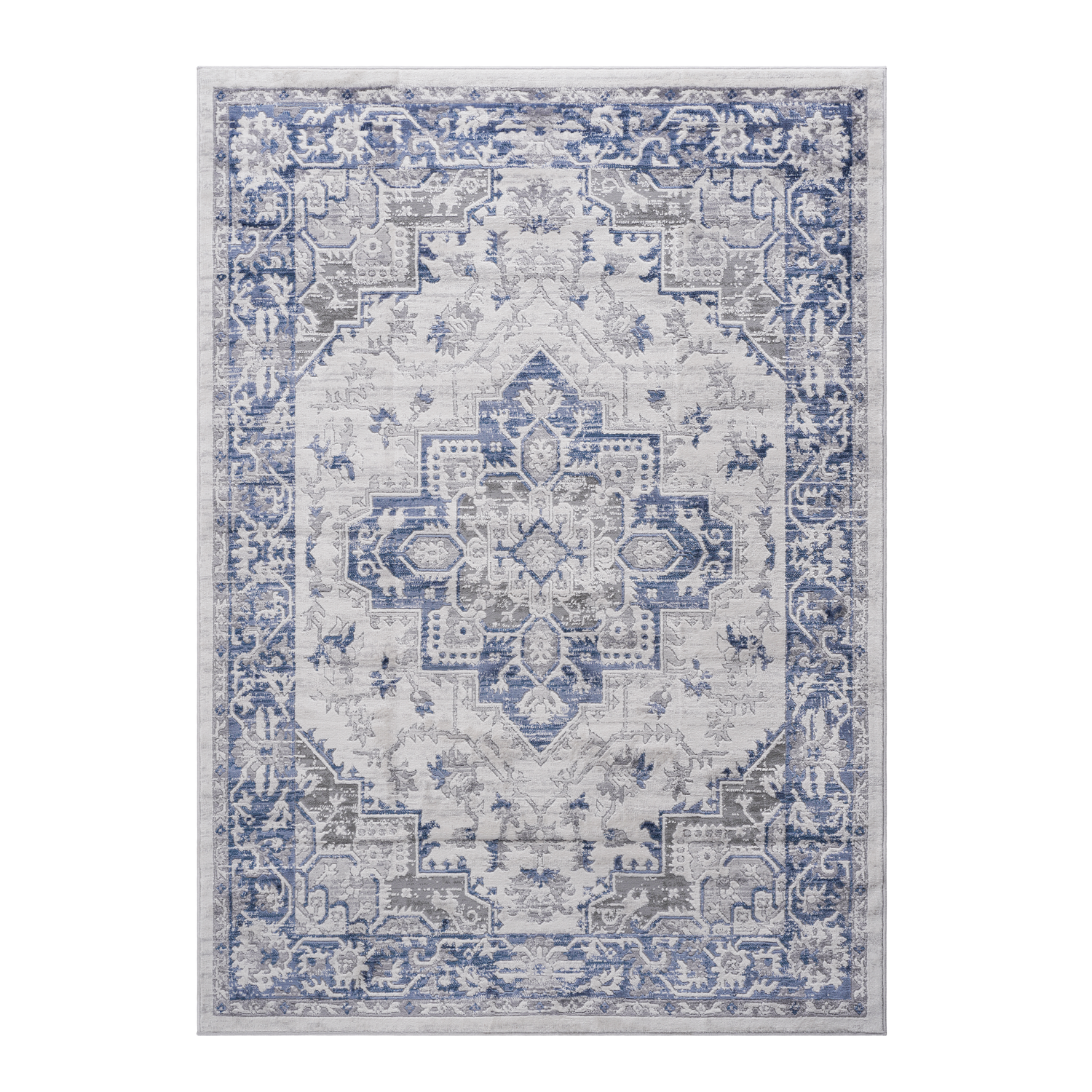 NAAR MARFI Collection 2X3 Blue/Grey/Oriental Non-Shedding and Stain Resistant Area Rug