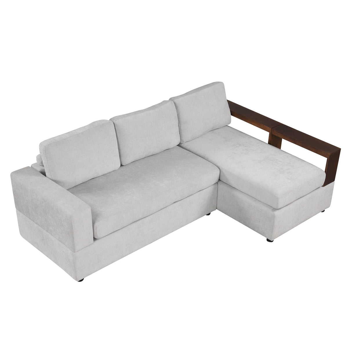 87.4' Sectional Sofa with Reversible Armrests Gray Chenille Upholstery