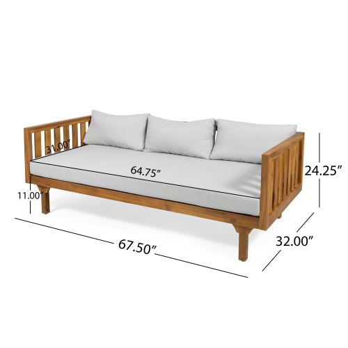 Acacia Wood Patio Furniture Set: Outdoor Daybed & Coffee Table