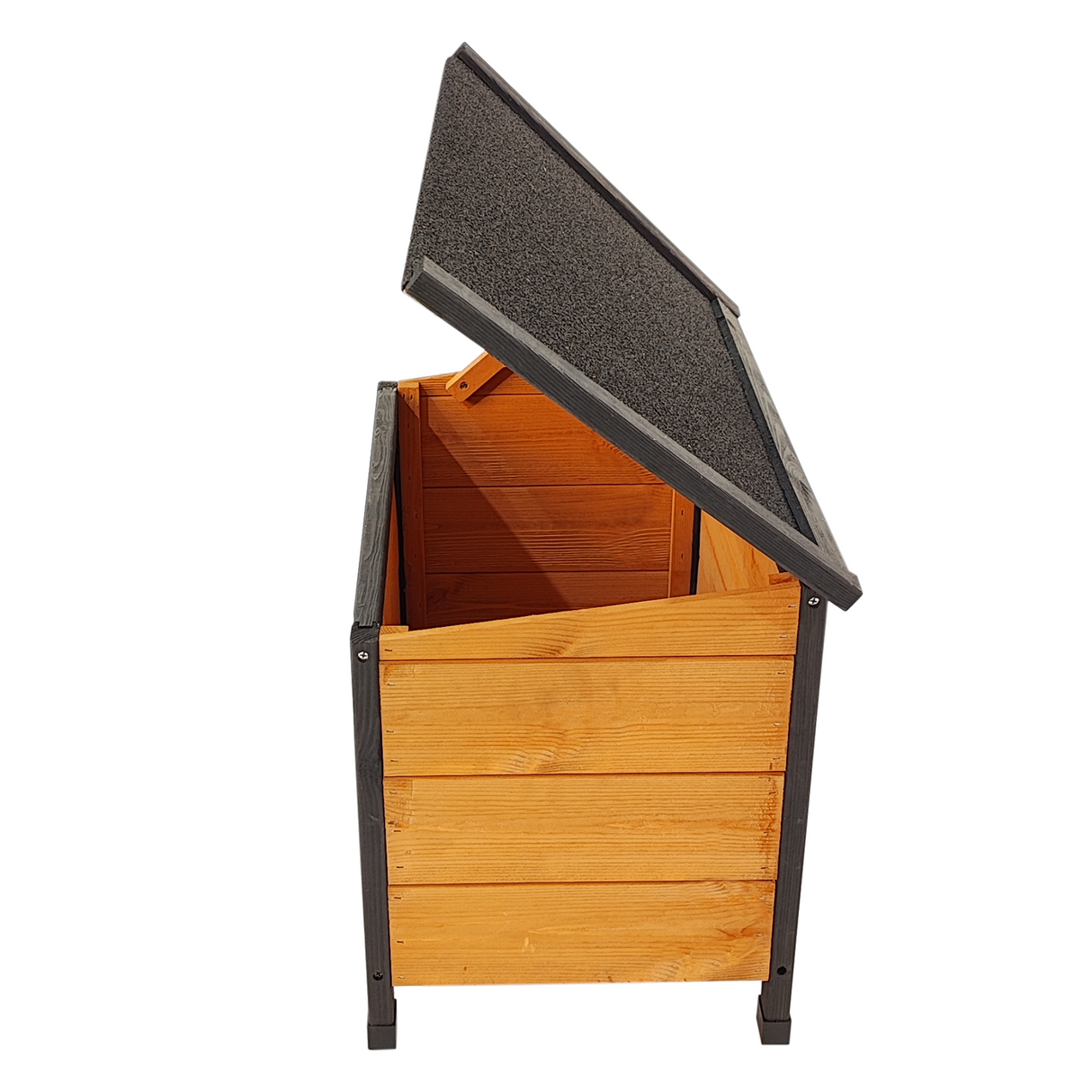 XPT088 Wearable and Strong Wooden Dog House with Metal Bowls and Toy Box